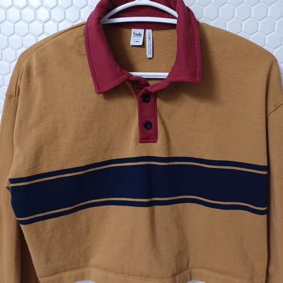 Twik Par Simons Vision Organix Cotton cropped polo sweatshirt top - Picture 4 of 5